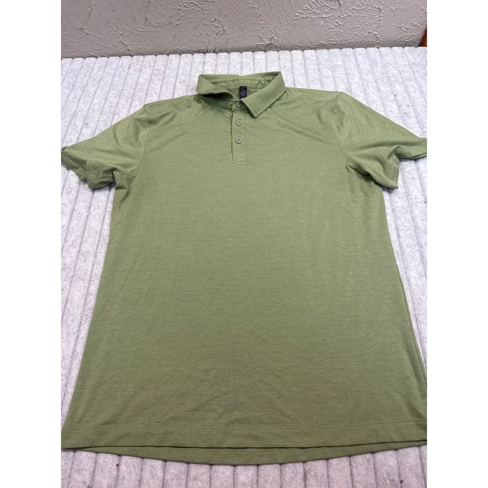 Lululemon Evolution Polo Shirt Mens Medium Sage Green Short Sleeve Golf Top
